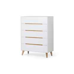 Retro White 5 Drawer Chest