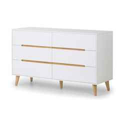 Retro White 6 Drawer Wide Chest