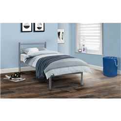 Premium Aluminium Finish Metal Low End Bed Frame - Single 3ft (90cm) - Best Seller