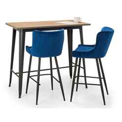 Grafton Bar Table & 2 Luxe Blue Bar Stools