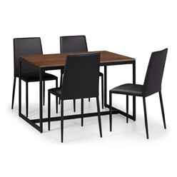 Tribeca Walnut Dining Table & 4 Jazz Black Chairs