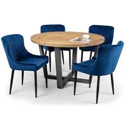 Brooklyn Round & Luxe Blue Dining Set