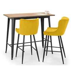 Grafton Bar Table & 2 Luxe Mustard Bar Stools