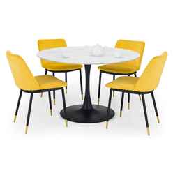 Holland Round Pedestal Table & 4 Delaunay Mustard Chairs