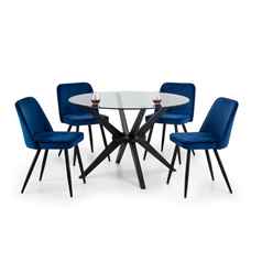 Hayden Dining Table & 4 Burgess Blue Chairs