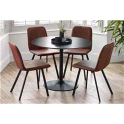 Nero Round Table & 4 Goya Antique Brown Chairs