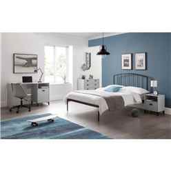 Satin Grey Curved Metal Low End Bed Frame - Single 3ft (90cm) 