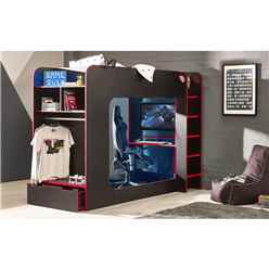 Black and Red Gaming Heaven Bunk Bed 3ft (90cm)