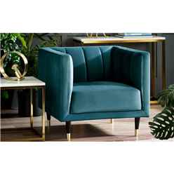 Teal Velvet Scalloped Back Chair