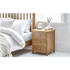 Solid Oak 3 Drawer Bedside Table