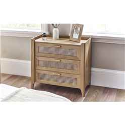 Sleek 3 Drawer Rattan Oak Chest