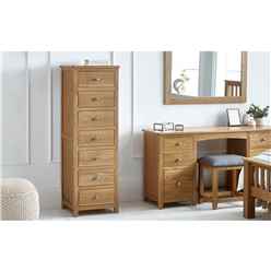 Solid Oak 7 Drawer Narrow Chest - FSC Mix