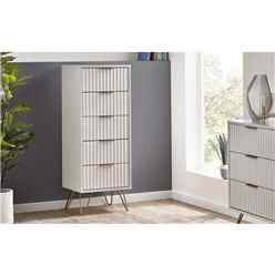 Matte White 5 Drawer Narrow Chest