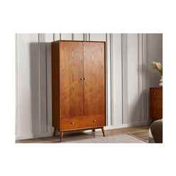 Cherry Ash Wood Veneer 2 Door 1 Drawer Wardrobe