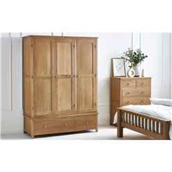 Solid Oak 3 Door Wardrobe - MT Mix