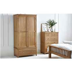 Solid Oak Combination Wardrobe - MT Mix