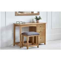 Solid Oak Single Pedestal Dressing Table and Stool Set - MT Mix