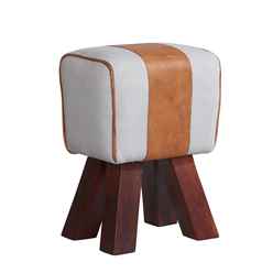 Canvas and Leather Stool