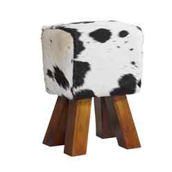 Cowhide Stool Dark