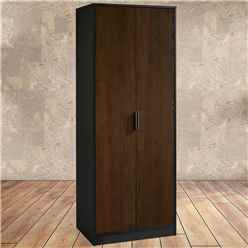 Walnut Oak and Matt Black 2 Door Soft Close Wardrobe