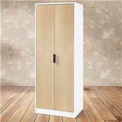 Oak and Matt White 2 Door Soft Close Wardrobe