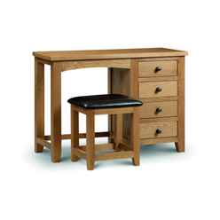 Classic Oak Single Pedestal Dressing Table with Dressing Stool