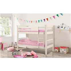 Premium Stone White Finish Shaker Style Bunk Bed 2 x 3ft (90cm) - Best Seller