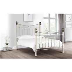 Victorian Style Stone White & Gold High End Bed Frame - King Size 5ft (150cm)